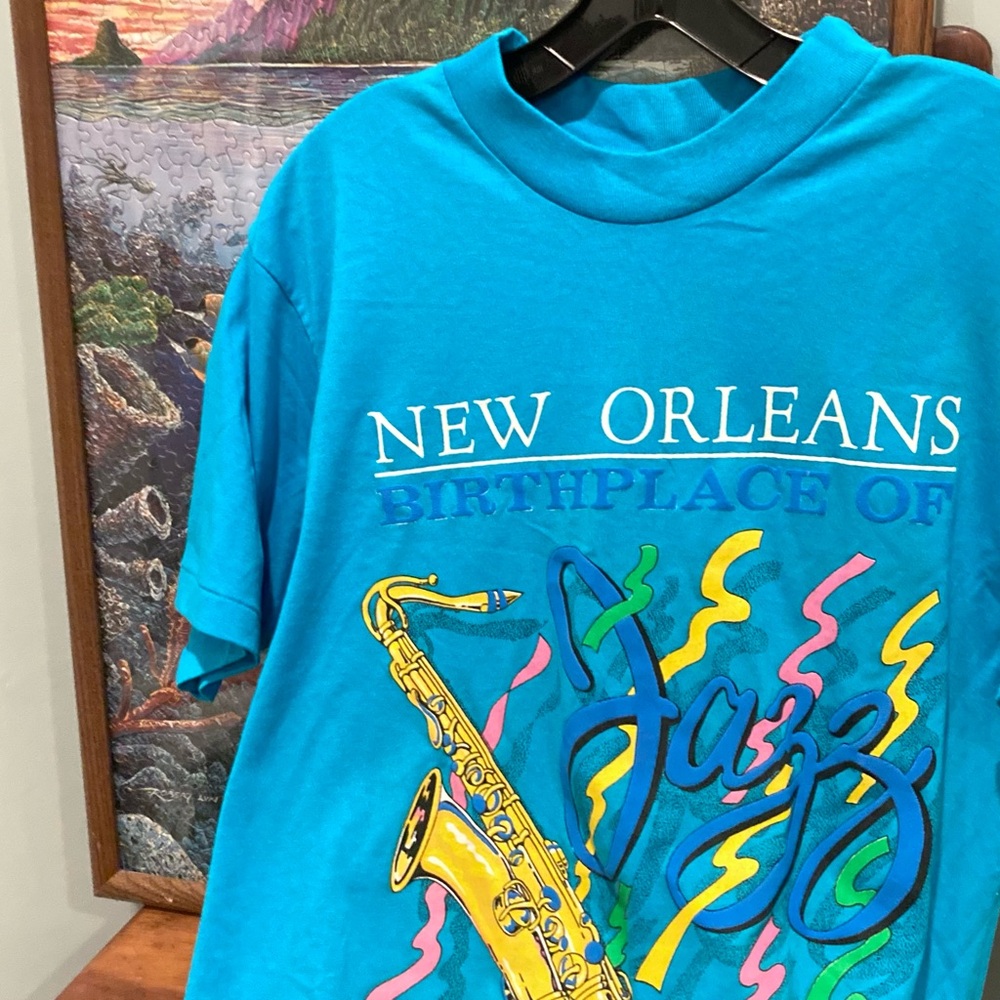 Vintage 80s 90s New Orleans Birthplace of Jazz Single Stitch Delta Tee NOS